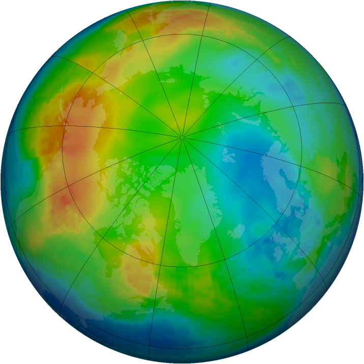 Arctic ozone map for 15 December 2001